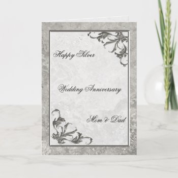 Silver Marble 25th Wedding Anniversary Card by CreativeCardDesign at Zazzle