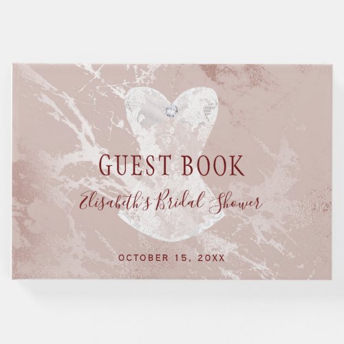 Silver marble and blush bridal shower guest book