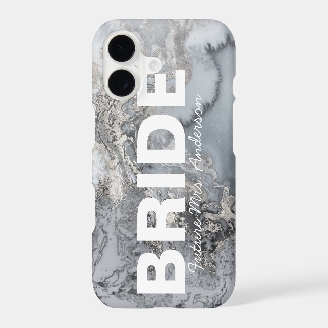 Silver Marble Bride design Iphone Case (Back)