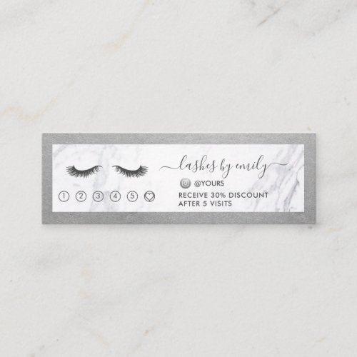 Silver  Marble Eyelash Beauty Specialist Loyalty Mini Business Card