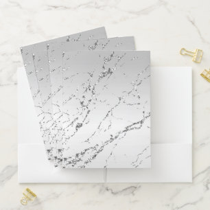 Silver Marble Glam Glitter  Pocket Folder