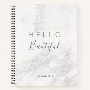 Silver Marble Glitter / Hello Beautiful Notebook