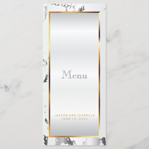 Silver Marble Gold and White Satin _ Menu