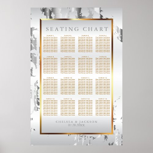 Silver Marble Gold and White Satin _Seating Chart