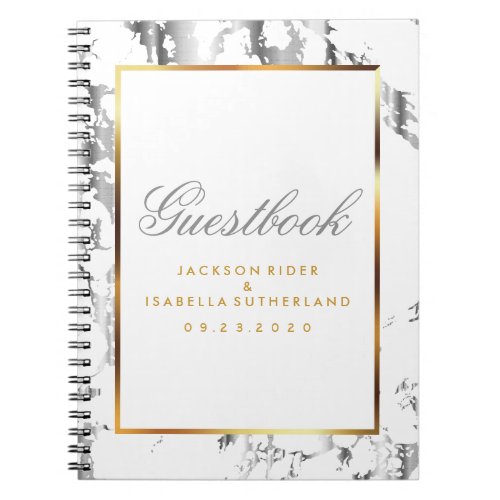 Silver Marble Gold  White  _ Guestbook Notebook
