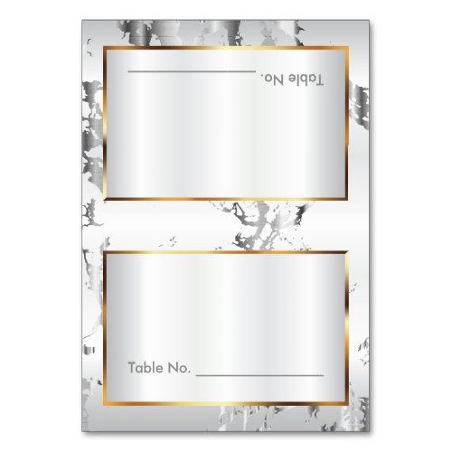 Silver Marble Gold  White Satin _Table Cards