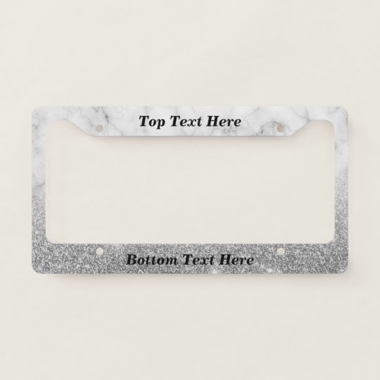 Download SIlver Marble Ombre Custom Text glitter License Plate ...