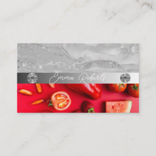 Silver Marble Pink Diamond Coach Business Card