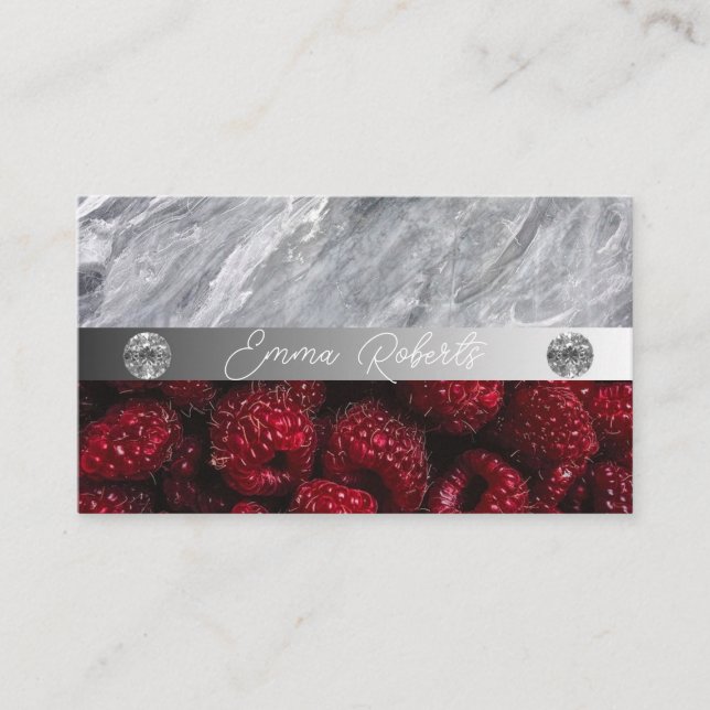 Silver Marble Pink Diamond Coach Business Card (Front)