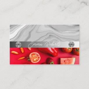 Silver Marble Pink Diamond Coach Business Card