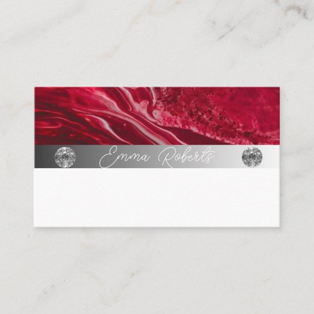 Silver Marble Pink Diamond Coach Business Card (Front)