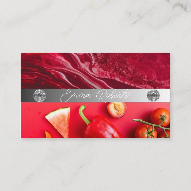 Silver Marble Pink Diamond Coach Business Card (Front)