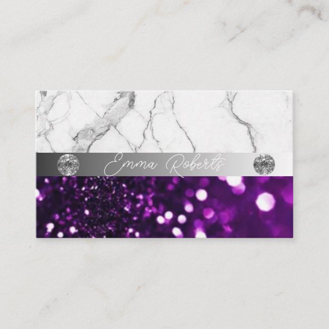 Silver Marble Purple Diamond Coach Business Card (Front)