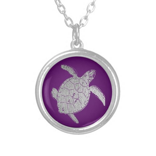 Silver marine turtle silver plated necklace