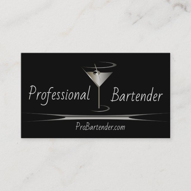 Silver Martini Bartender business cards (Front)