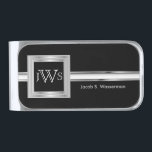 Silver Masculine Monogram Initials Executive Silver Finish Money Clip<br><div class="desc">Featuring a Masculine Monogram Executive Style - Silver Gray Design with DIY Name. 📌If you need further customization, please click the "Click to Customize further" or "Customize or Edit Design" button and use our design tool to resize, rotate, change text color, add text and so much more. ⭐This Product is...</div>
