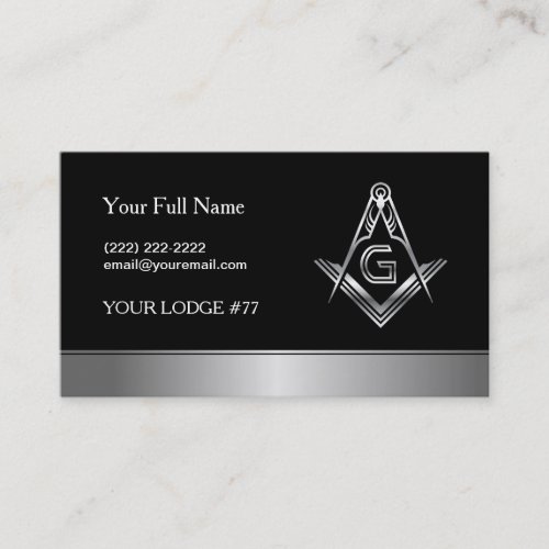 Silver Masonic Business Card Template  Freemason