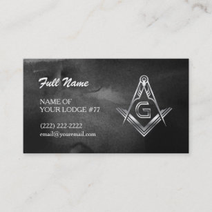 Silver Masonic Business Cards   Black Watercolor