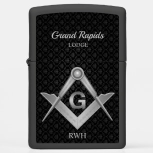 Silver Masonic Monogrammed Zippo Lighter