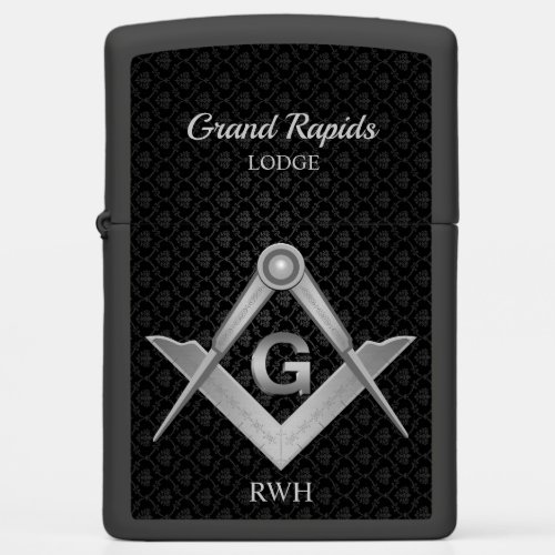 Silver Masonic Monogrammed Zippo Lighter