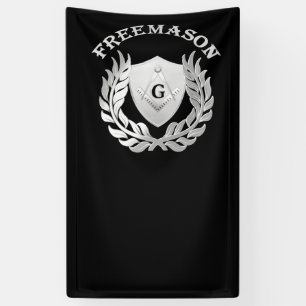 Silver masonry symbol banner