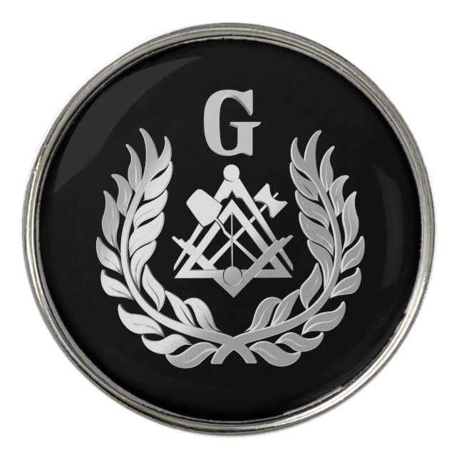 Silver masonry symbol golf ball marker (Front)