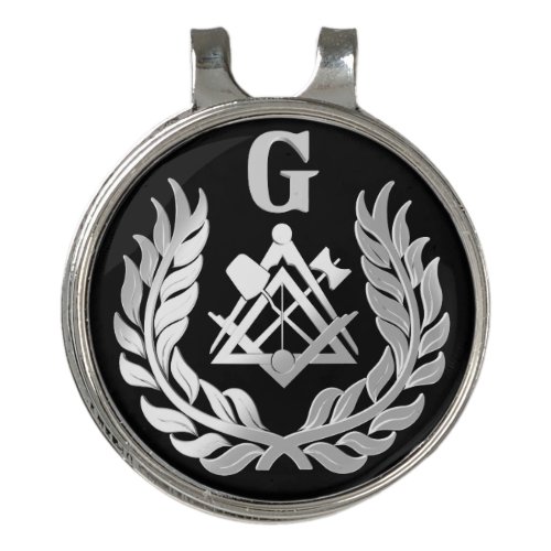 Silver masonry symbol golf hat clip