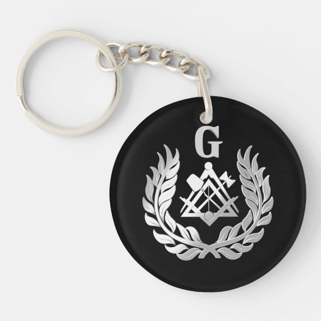 Silver masonry symbol keychain (Front)