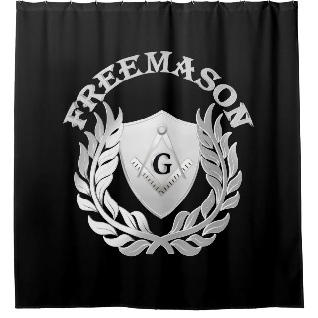 Silver masonry symbol shower curtain (Front)