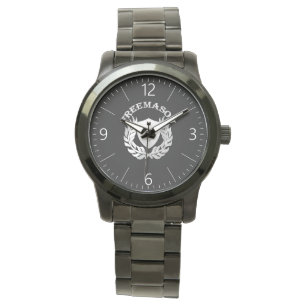 Silver masonry symbol watch