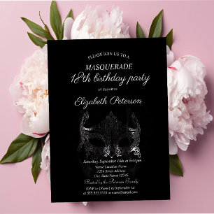 Silver Masque Masquerade 18th Birthday Invitation Postcard