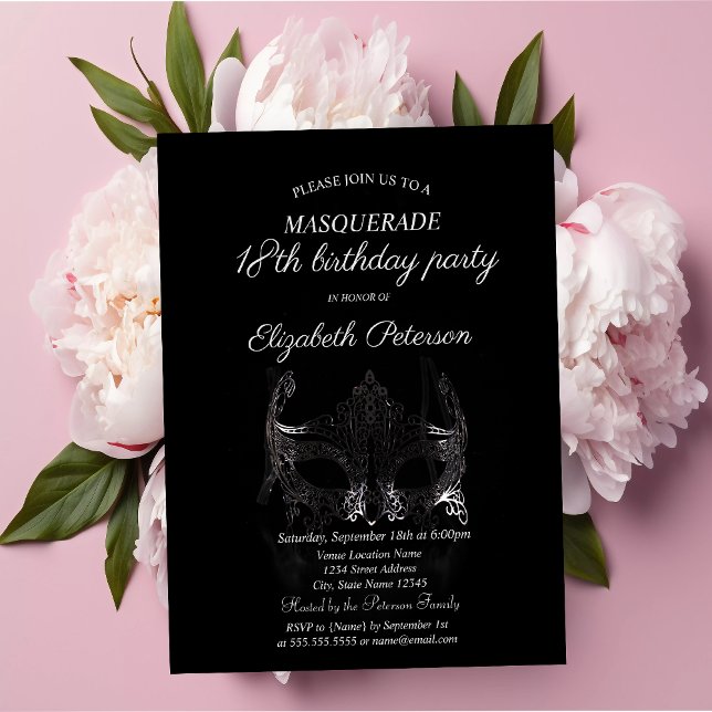 Silver Masque Masquerade 18th Birthday Invitation Postcard (Creator Uploaded)