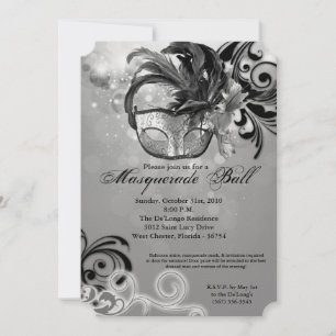 Silver Masquerade Ball Mask Costume Halloween Part Invitation