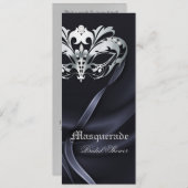 Silver Masquerade Black Bridal Shower Invitation (Front/Back)