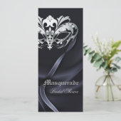 Silver Masquerade Black Bridal Shower Invitation (Standing Front)