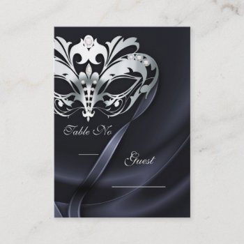 Silver Masquerade Black Jeweled Table Placecard by theedgeweddings at Zazzle