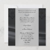 Silver Masquerade Black Jeweled Wedding Invitation (Back)