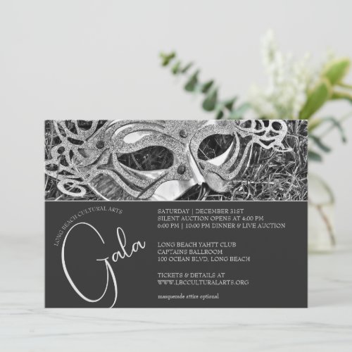 Silver Masquerade Gala Invitation