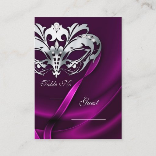 Customizable Silver Masquerade Pink Jeweled Table PlaceCard Business Card Templates