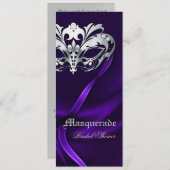 Silver Masquerade Purple Bridal Shower Invitation (Front/Back)