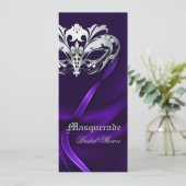 Silver Masquerade Purple Bridal Shower Invitation (Standing Front)