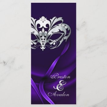 Silver Masquerade Purple Jeweled Wedding Program by theedgeweddings at Zazzle