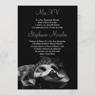 Silver Masquerade Quinceanera Invitation