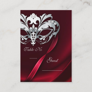 Silver Masquerade Red Jeweled Table PlaceCard