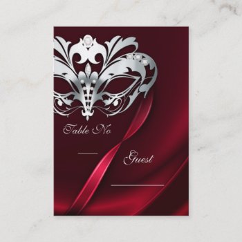 Silver Masquerade Red Jeweled Table Placecard by theedgeweddings at Zazzle