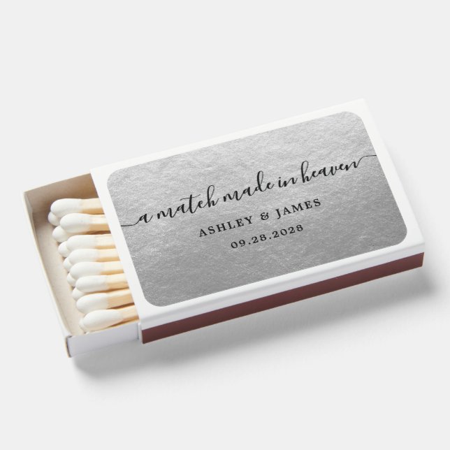 Silver Match Made in Heaven Wedding Favors (Front Open)