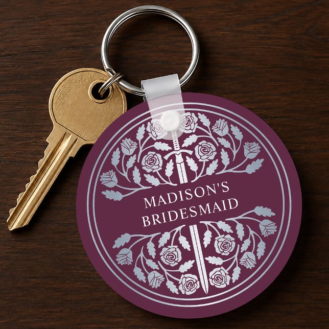Silver Mauve Sword Bridesmaid Royal Wedding Gift Keychain (Creator Uploaded)