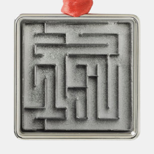 Silver maze metal ornament