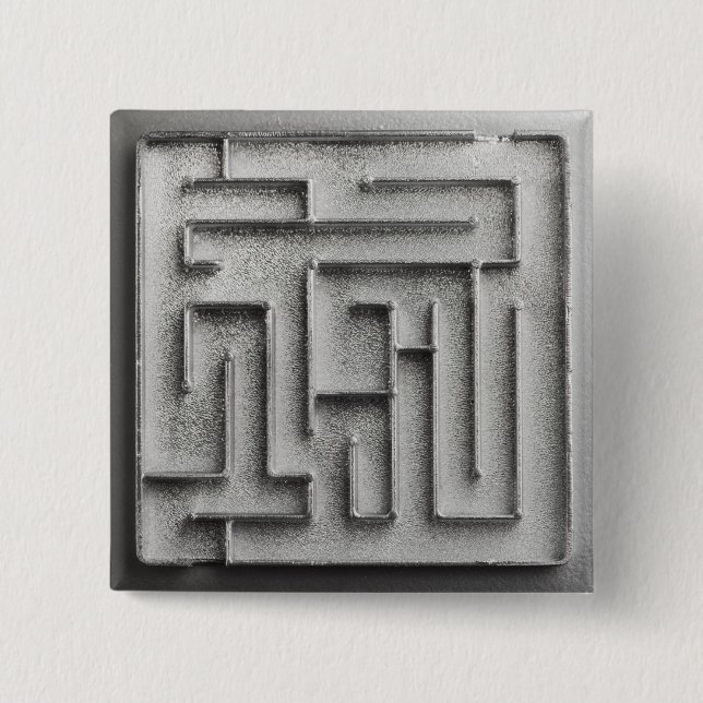 Silver maze pinback button (Front)