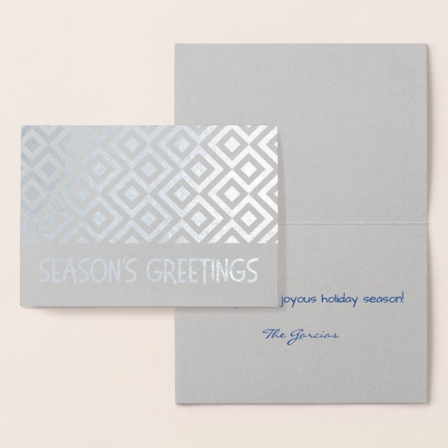 Silver Meander Pattern Season's Greetings Foil Card